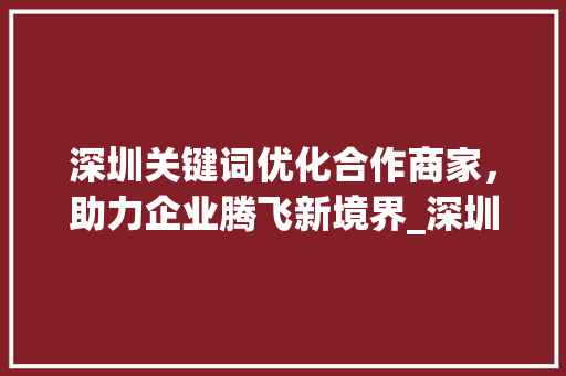 深圳关键词优化合作商家，助力企业腾飞新境界_深圳关键词优化合作商家
