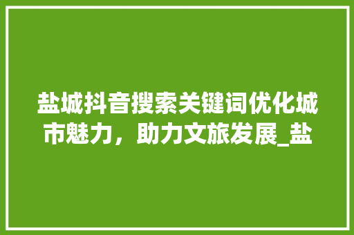 盐城抖音搜索关键词优化城市魅力，助力文旅发展_盐城抖音搜索关键词优化