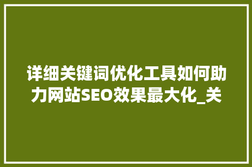 详细关键词优化工具如何助力网站SEO效果最大化_关键词优化工具效果好