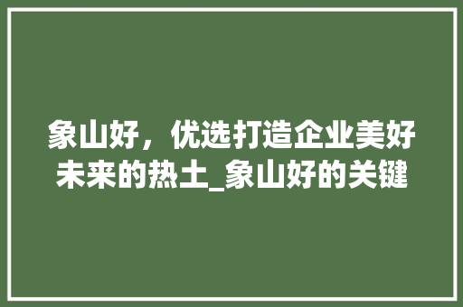 象山好，优选打造企业美好未来的热土_象山好的关键词优化公司