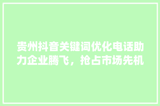 贵州抖音关键词优化电话助力企业腾飞，抢占市场先机_贵州抖音关键词优化电话