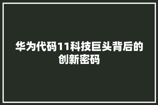 华为代码11科技巨头背后的创新密码