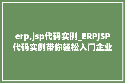 erp,jsp代码实例_ERPJSP代码实例带你轻松入门企业资源规划系统开发