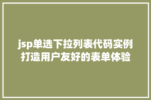 jsp单选下拉列表代码实例打造用户友好的表单体验