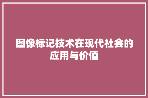 图像标记技术在现代社会的应用与价值