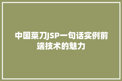 中国菜刀JSP一句话实例前端技术的魅力