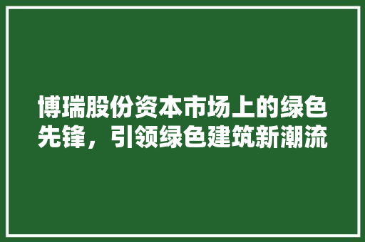 博瑞股份资本市场上的绿色先锋，引领绿色建筑新潮流