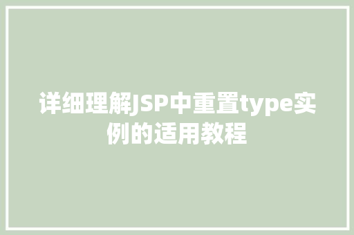 详细理解JSP中重置type实例的适用教程