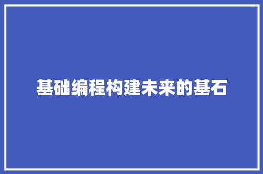 基础编程构建未来的基石