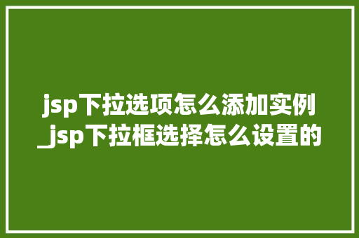 jsp下拉选项怎么添加实例_jsp下拉框选择怎么设置的