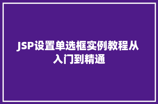 JSP设置单选框实例教程从入门到精通  第1张