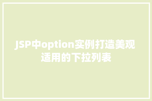 JSP中option实例打造美观适用的下拉列表  第1张