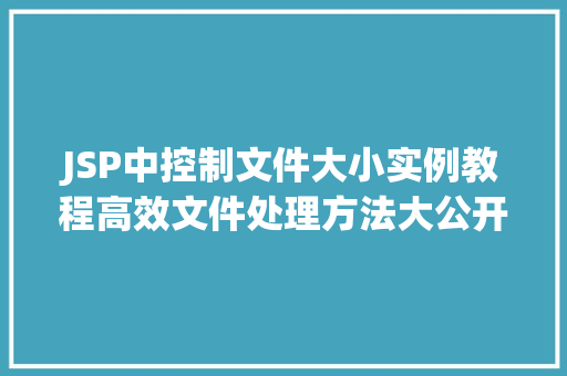 JSP中控制文件大小实例教程高效文件处理方法大公开  第1张