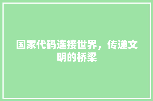 国家代码连接世界，传递文明的桥梁