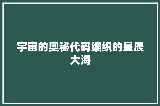 宇宙的奥秘代码编织的星辰大海