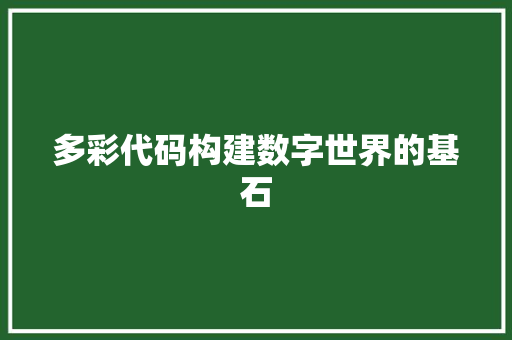 多彩代码构建数字世界的基石