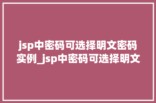jsp中密码可选择明文密码实例_jsp中密码可选择明文密码实例安全与便捷的完美结合  第1张