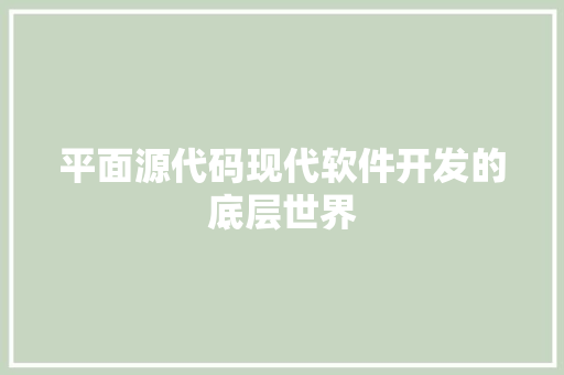 平面源代码现代软件开发的底层世界