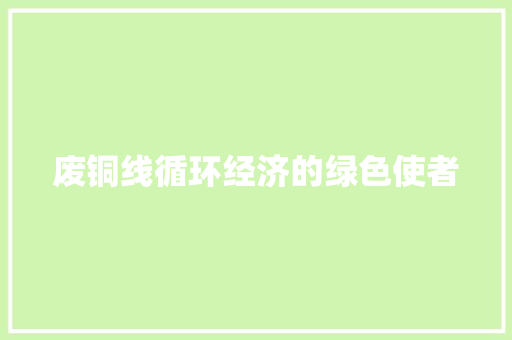废铜线循环经济的绿色使者