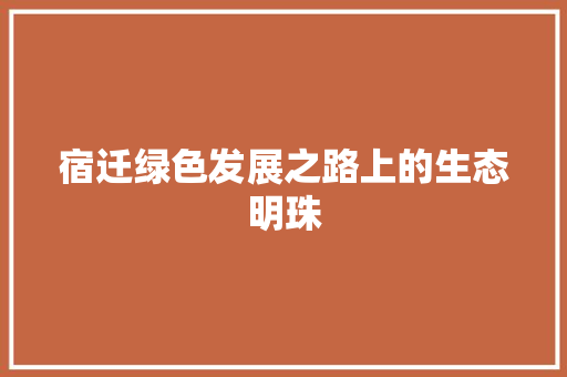 宿迁绿色发展之路上的生态明珠