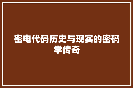 密电代码历史与现实的密码学传奇