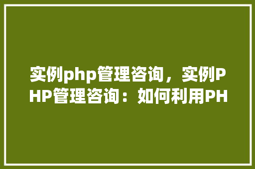 实例php管理咨询，实例PHP管理咨询：如何利用PHP技术提升企业咨询服务效率