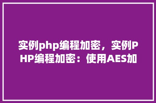 实例php编程加密，实例PHP编程加密：使用AES加密和解密数据的步骤详解
