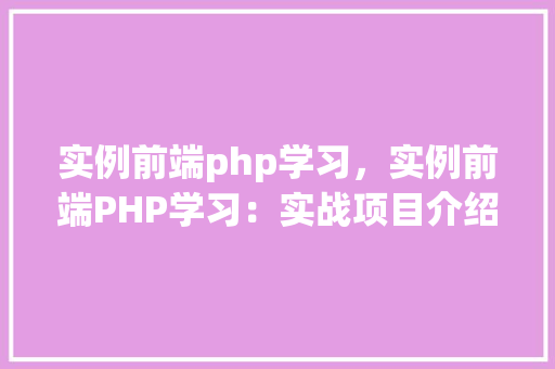 实例前端php学习，实例前端PHP学习：实战项目介绍
