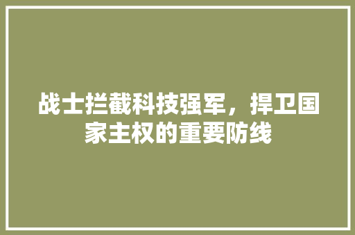 战士拦截科技强军，捍卫国家主权的重要防线
