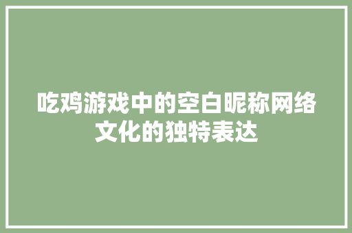 吃鸡游戏中的空白昵称网络文化的独特表达