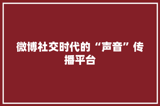 微博社交时代的“声音”传播平台