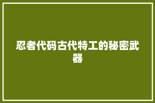 忍者代码古代特工的秘密武器