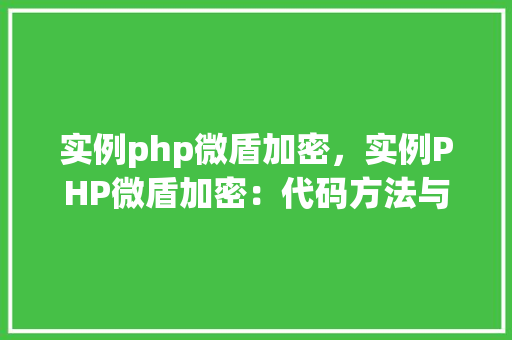 实例php微盾加密，实例PHP微盾加密：代码方法与介绍