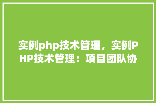 实例php技术管理，实例PHP技术管理：项目团队协作例子分析