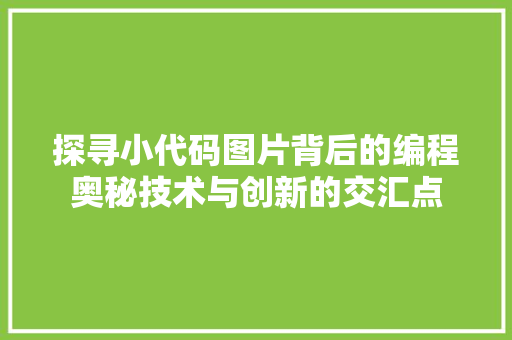探寻小代码图片背后的编程奥秘技术与创新的交汇点