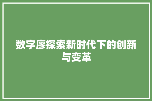 数字廖探索新时代下的创新与变革