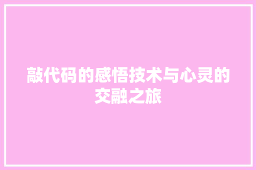 敲代码的感悟技术与心灵的交融之旅