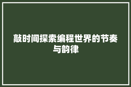 敲时间探索编程世界的节奏与韵律