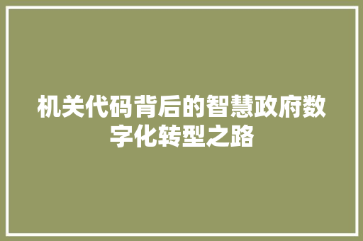 机关代码背后的智慧政府数字化转型之路