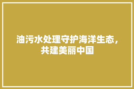 油污水处理守护海洋生态，共建美丽中国