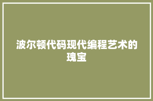 波尔顿代码现代编程艺术的瑰宝
