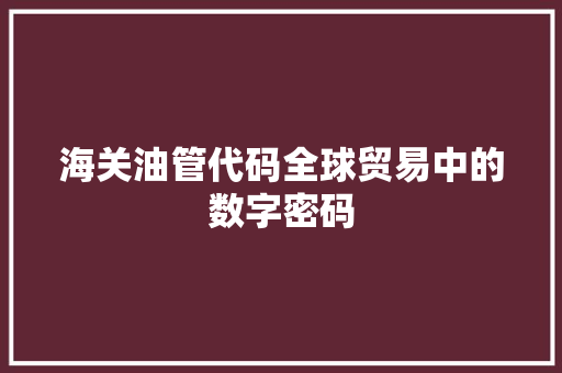 海关油管代码全球贸易中的数字密码