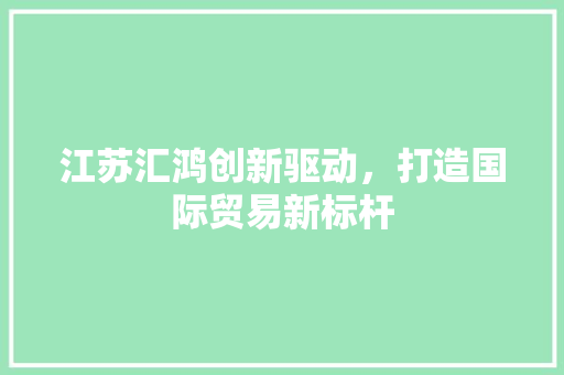 江苏汇鸿创新驱动，打造国际贸易新标杆