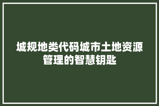 城规地类代码城市土地资源管理的智慧钥匙