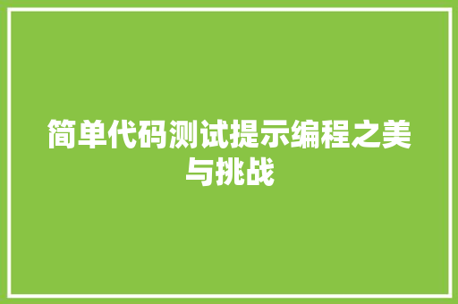 简单代码测试提示编程之美与挑战