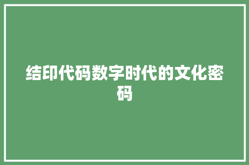 结印代码数字时代的文化密码