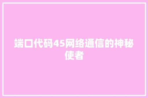 端口代码45网络通信的神秘使者