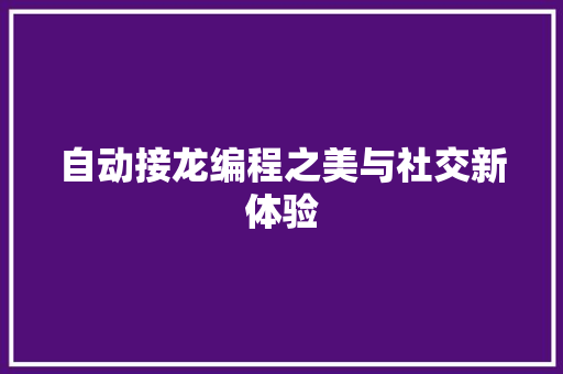 自动接龙编程之美与社交新体验