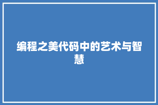 编程之美代码中的艺术与智慧