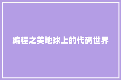 编程之美地球上的代码世界